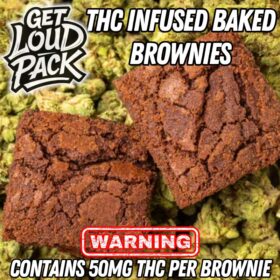 Cannabis Infused Brownies – 50mg THC | Get Loud Pack